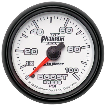 Autometer Phantom II 52.4mm Mechanical 0-100psi Boost Gauge 7506