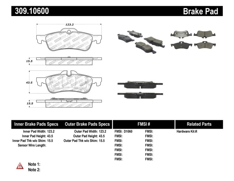 STOPTECH PERFORMANCE 02-06 MINI REAR BRAKE PADS, 309.10600 - eliteracefab.com