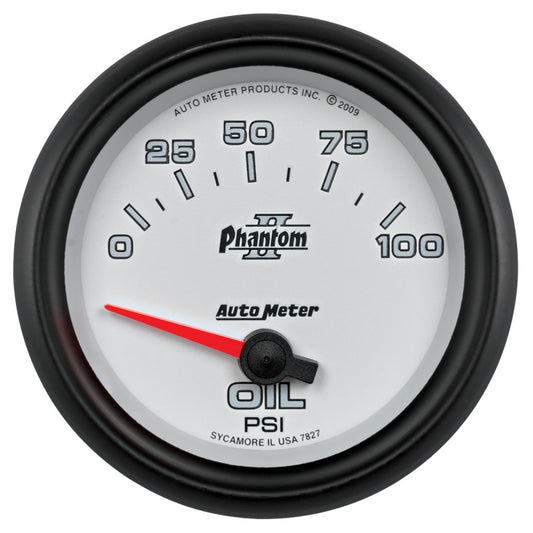 Autometer Phantom II 2 5/8in 0-100 PSI Short Sweep Electronic Oil Pressure Gauge 7827