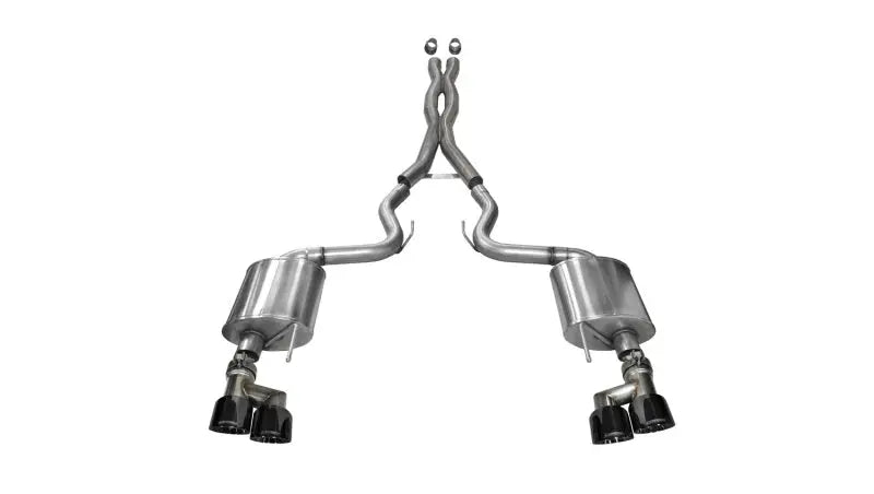 Corsa 15-16 Ford Mustang GT 5.0 3in Cat Back Exhaust Black Quad Tips (Sport) - eliteracefab.com