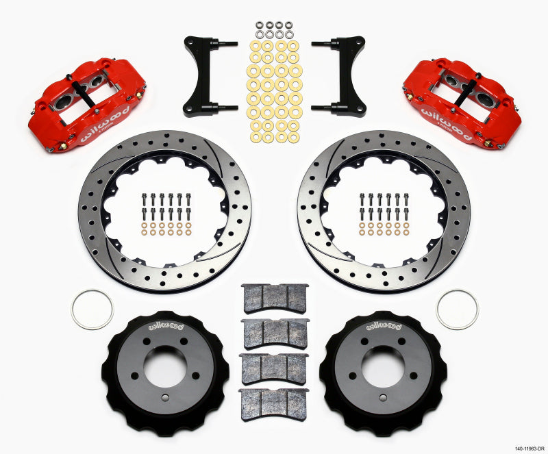 Wilwood Narrow Superlite 6R Front Hat Kit 12.88in Drill Red 93-96 Mazda RX7 Wilwood