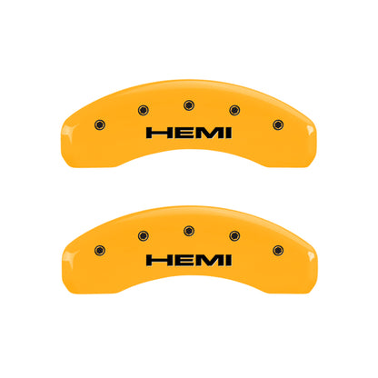 MGP 4 Caliper Covers Engraved Front & Rear Hemi Yellow finish black ch MGP