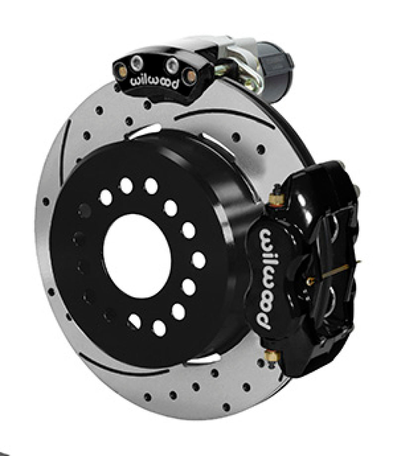 Wilwood Forged Dynalite Rear Electronic Parking Brake Kit -Black Powder Coat Caliper - SRP D/S Rotor Wilwood