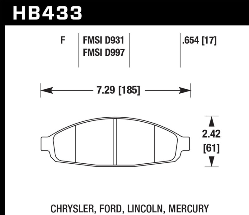 Hawk Performance HPS 5.0 Front Brake Pads - HB433B.654 Hawk Performance