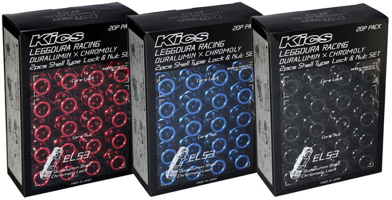 Project Kics Leggdura Racing 53mm EL53 Shell Type Lug Nut 16 Pcs + 4 Locks 12X1.50 Black - eliteracefab.com