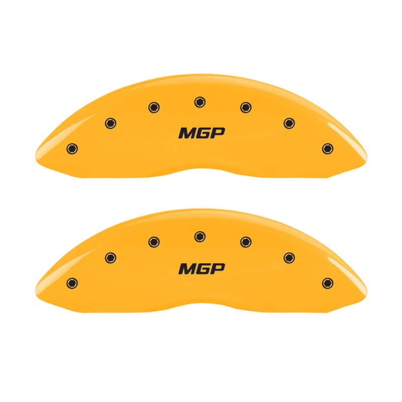 MGP 2 Caliper Covers Engraved Front MGP Yellow Finish Black Char 1998 Ford E-150 Econoline MGP