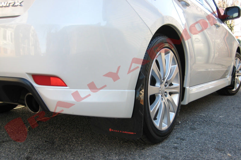 Rally Armor UR Mudflaps Black Urethane Red Logo 2008-2011 Impreza / 2008-2010 WRX - eliteracefab.com