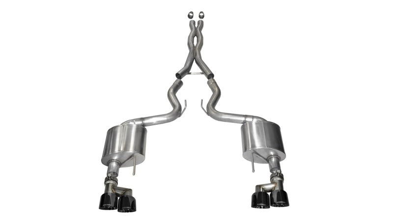 Corsa 15-16 Ford Mustang GT 5.0 3in Cat Back Exhaust Black Quad Tips (Xtreme) - eliteracefab.com