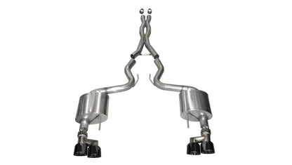 Corsa 15-16 Ford Mustang GT 5.0 3in Cat Back Exhaust Black Quad Tips (Xtreme) - eliteracefab.com