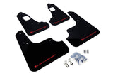 Rally Armor UR Mudflaps Urethane - Mitsubishi Evo X 2008-2015 - Black/Red