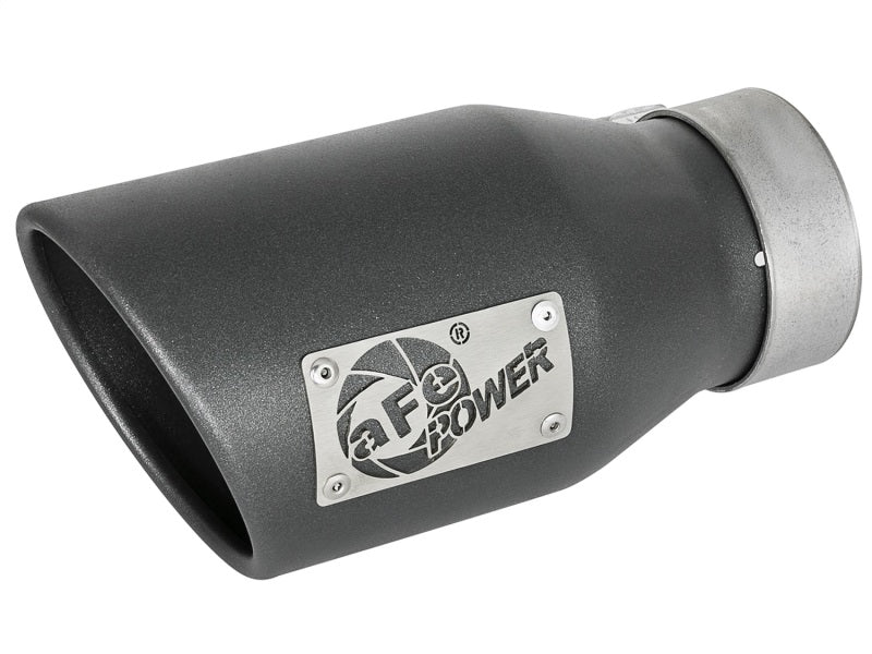 aFe MACH Force-Xp 3in 304 SS Metallic Black Exhaust Tip 3in In x 4-1/2in Out x 9in L Bolt-On Left aFe