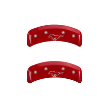 Load image into Gallery viewer, MGP 4 Caliper Covers Engraved Front Mustang Engraved Rear Pony Red finish silver ch - eliteracefab.com