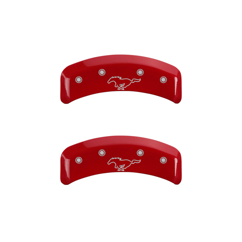 MGP 4 Caliper Covers Engraved Front Mustang Engraved Rear Pony Red finish silver ch - eliteracefab.com