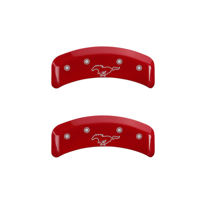 MGP 4 Caliper Covers Engraved Front Mustang Engraved Rear Pony Red finish silver ch - eliteracefab.com