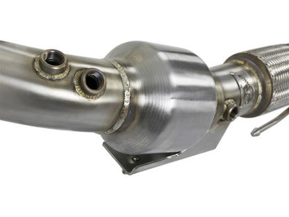 aFe Twisted Steel 3in. 304 SS Catted Series Downpipe 16-18 Ford Focus RS I4-2.3L (t) - eliteracefab.com