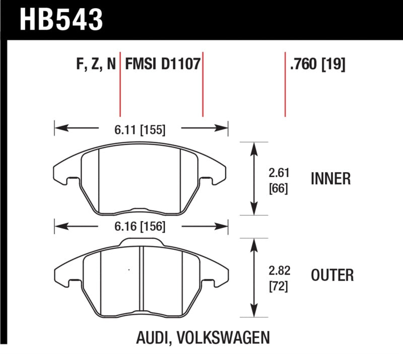Hawk Performance ER-1 Front Brake Pads - HB543D.760 Hawk Performance