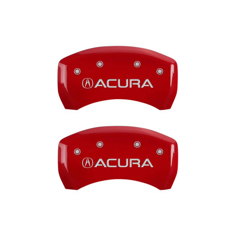 MGP 4 Caliper Covers Engraved Front & Rear Acura Red finish silver ch - eliteracefab.com