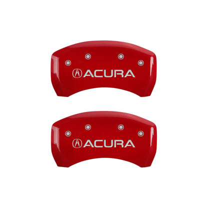 MGP 4 Caliper Covers Engraved Front & Rear Acura Red finish silver ch MGP