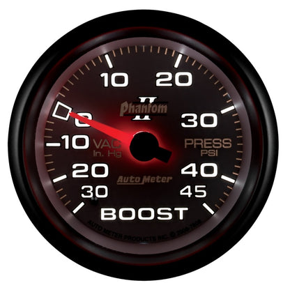 Autometer Phantom II 2-5/8in 30INHG-45PSI Phantom Mechanical Boost/Vacuum Gauge 7808