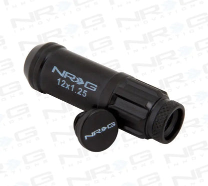 NRG 700 Series M12 X 1.25 Steel Lug Nut w/Dust Cap Cover Set 21 Pc w/Locks & Lock Socket - Black - eliteracefab.com