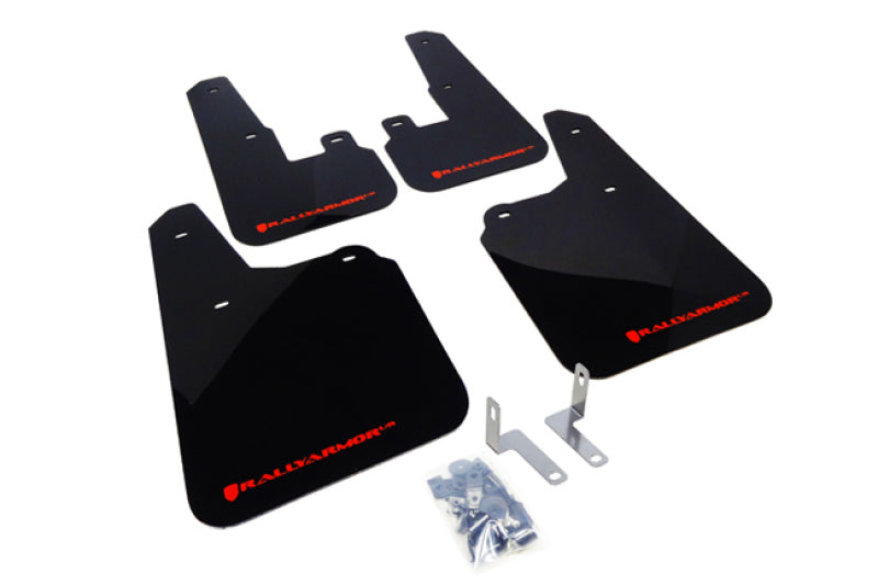 Rally Armor UR Mudflaps Black Urethane Red Logo 2010-2014 Outback - eliteracefab.com