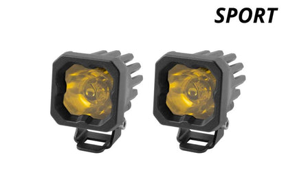 Diode Dynamics Stage Series C1 LED Pod Sport - Yellow Flood Standard ABL (Pair) Diode Dynamics