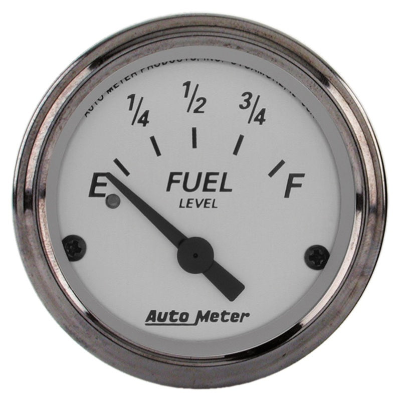 AutoMeter Gauge Fuel Level 2-1/16in. 240 Ohm(e) to 33 Ohm(f) Elec American Platinum 1906