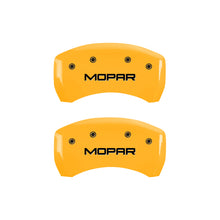 Load image into Gallery viewer, MGP 4 Caliper Covers Engraved Front &amp; Rear Mopar Yellow Finish Black Char 2006 Dodge Charger MGP