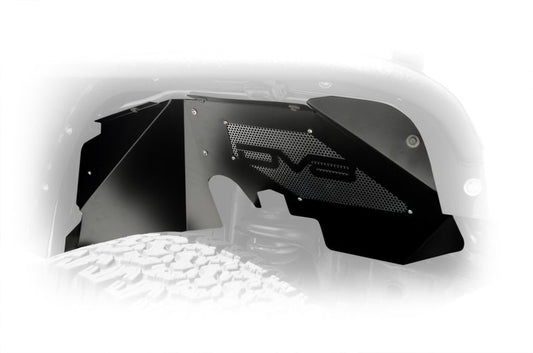 DV8 Offroad 07-18 Jeep Wrangler JK Front Aluminum Inner Fender - Black - eliteracefab.com