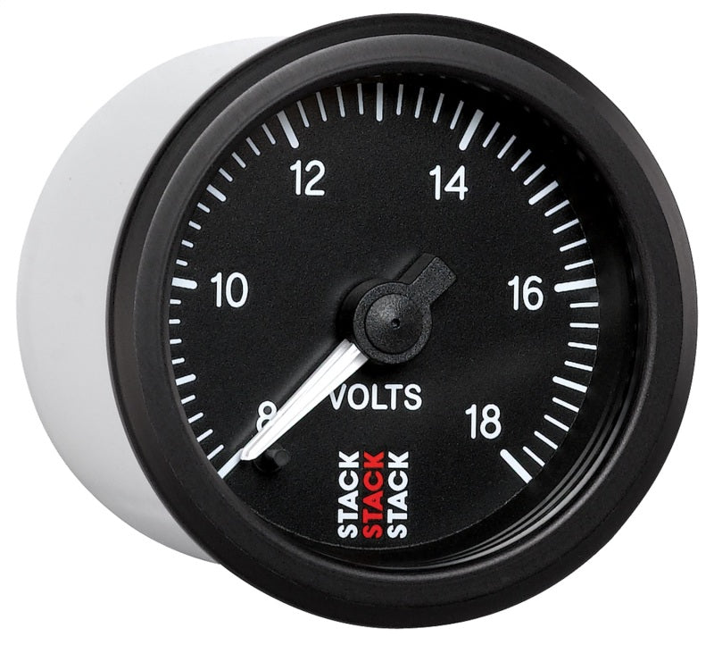 Autometer Stack 52mm 8-18V Pro Stepper Motor Battery Voltage Gauge - Black ST3316