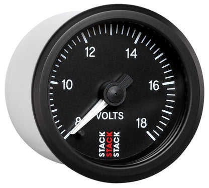 Autometer Stack 52mm 8-18V Pro Stepper Motor Battery Voltage Gauge - Black ST3316