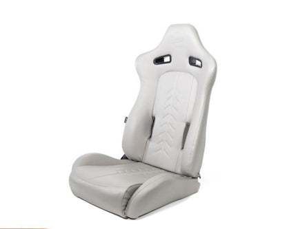 NRG Reclinable Sport Seats (Pair) The Arrow Grey Vinyl w/ Pressed NRG logo w/ Grey Stitch - RSC-810GY L/R