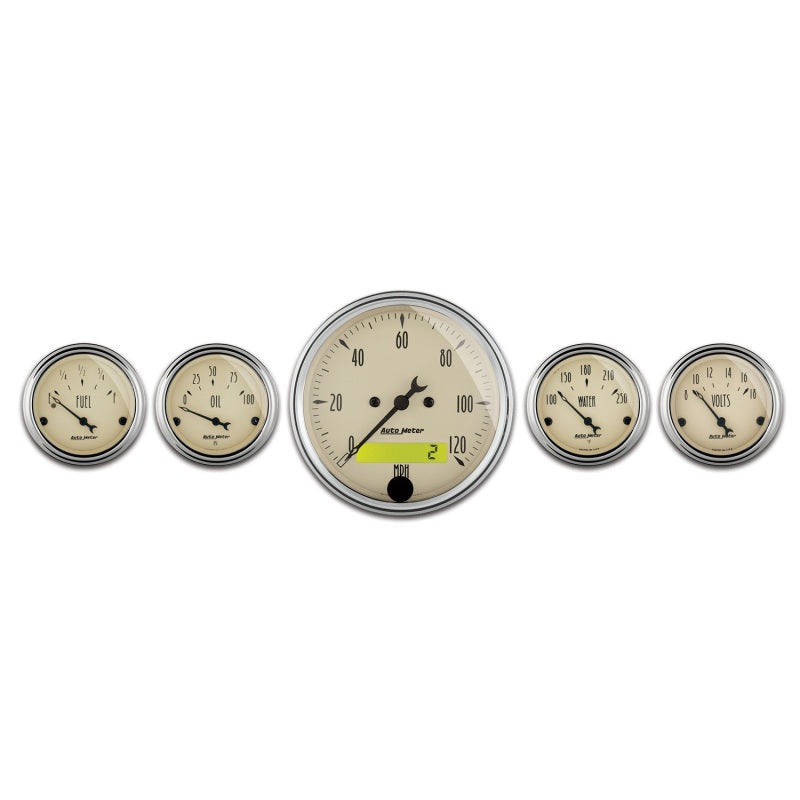 AutoMeter Gauge Kit 5 Pc. 3-1/8in. & 2-1/16in. Elec. Speedometer Antique Beige 1809