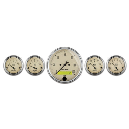 AutoMeter Gauge Kit 5 Pc. 3-1/8in. & 2-1/16in. Elec. Speedometer Antique Beige 1809