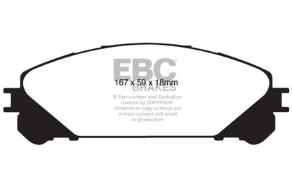 EBC 15+ Lexus NX200t 2.0 Turbo Ultimax2 Front Brake Pads - eliteracefab.com