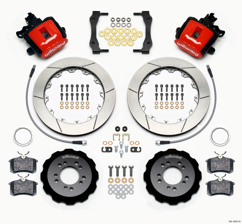 Wilwood Combination Parking Brake Rear Kit 12.88in Red 2013-Up Ford Focus ST w/ Lines Wilwood