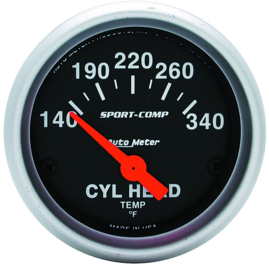 AutoMeter Gauge Cylinder Head Temp 2-1/16in. 140-340 Deg. F Electric Sport-Comp 3336
