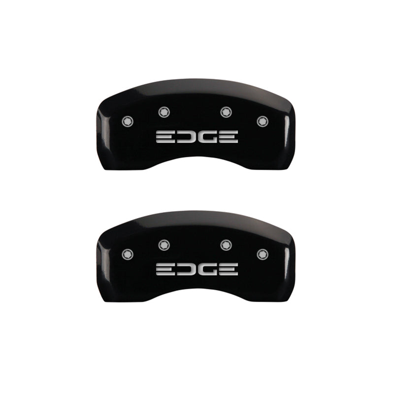 MGP 4 Caliper Covers Engraved Front & Rear Edge Black finish silver ch MGP
