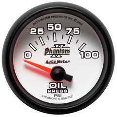 AutoMeter GAUGE; OIL PRESSURE; 2 1/16in.; 100PSI; ELECTRIC; PHANTOM II - eliteracefab.com