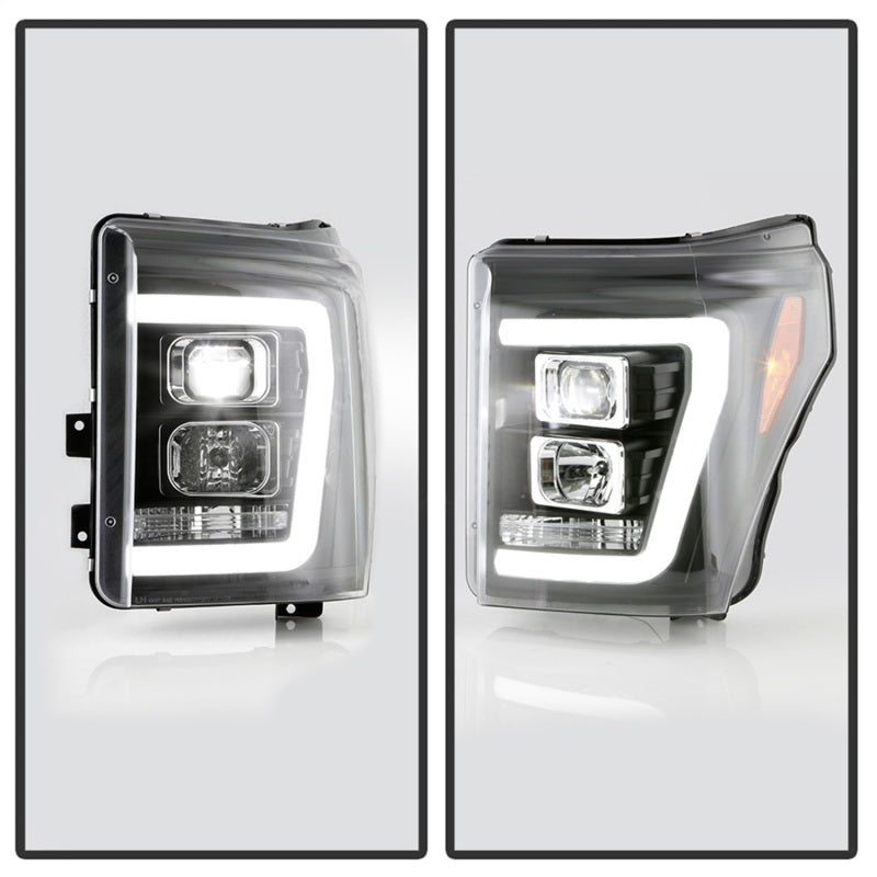 Spyder Ford F250/350/450 11-16 V2 High-Power LED Headlights-White Light Bar-Black PRO-YD-FS11V2PL-BK - eliteracefab.com