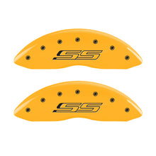 Load image into Gallery viewer, MGP 4 Caliper Covers Engraved Front &amp; Rear Gen 5/SS Yellow finish black ch MGP