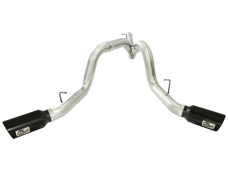 aFe MachForce XP Exhaust 4inch DP-Back All SS 2011-14 GM Diesel Trucks V8-6.6L LML Black Tips aFe