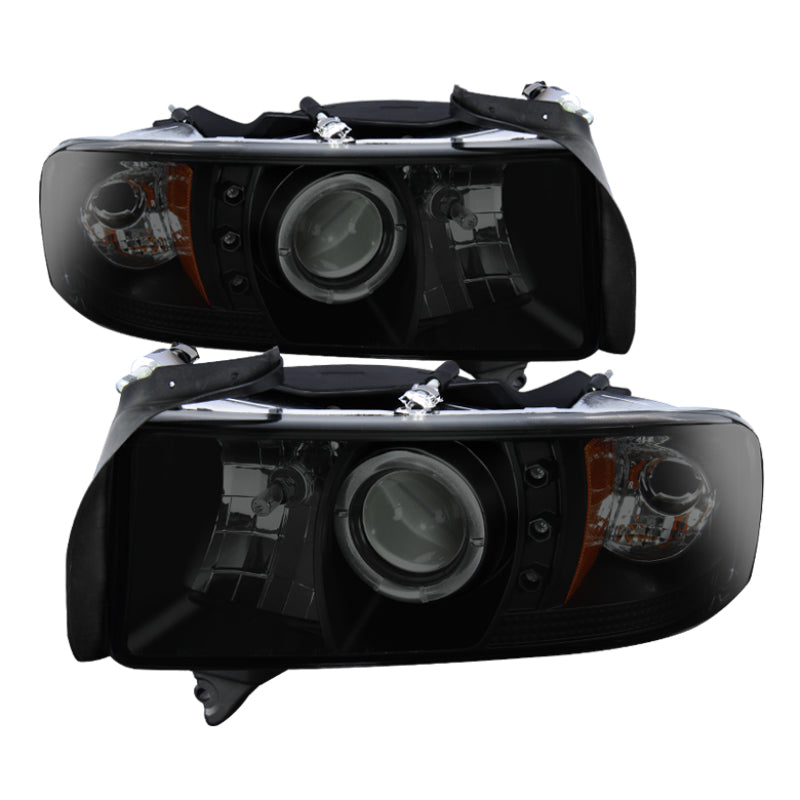 Spyder Dodge Ram 1500 94-01 Sport Projector Headlights LED Halo LED Blk Smke PRO-YD-DR94-HL-AM-BSM - eliteracefab.com