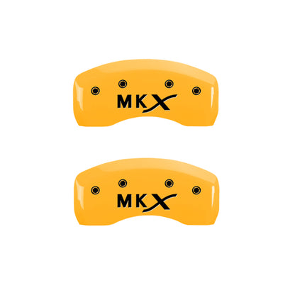 MGP 4 Caliper Covers Engraved Front Lincoln Engraved Rear MKX Yellow finish black ch MGP