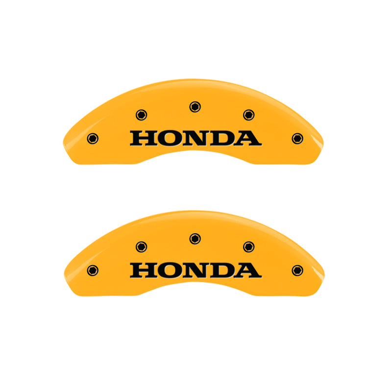 MGP 4 Caliper Covers Engraved Front Honda Engraved Rear H Logo Yellow finish black ch MGP