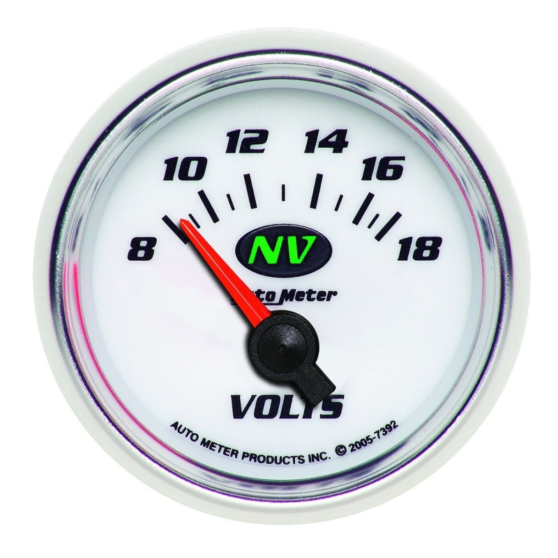 Autometer Voltmeter 52.4mm Short Sweep Electric 8-18 Volts 7392
