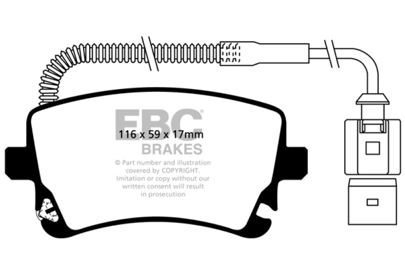 EBC 09-11 Audi A6 Quattro 3.0 Supercharged Yellowstuff Rear Brake Pads - eliteracefab.com