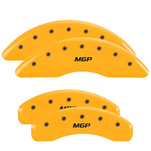 Load image into Gallery viewer, MGP 4 Caliper Covers Engraved Front &amp; Rear MGP Yellow finish black ch MGP