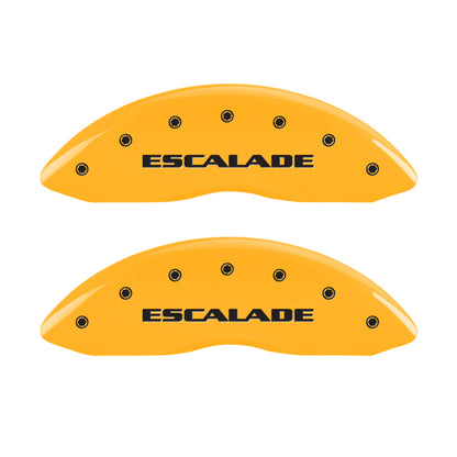 MGP 4 Caliper Covers Engraved Fr Escalade Rear EXT Yellow Finish Blk Char 2003 Cadillac Escalade ESV MGP