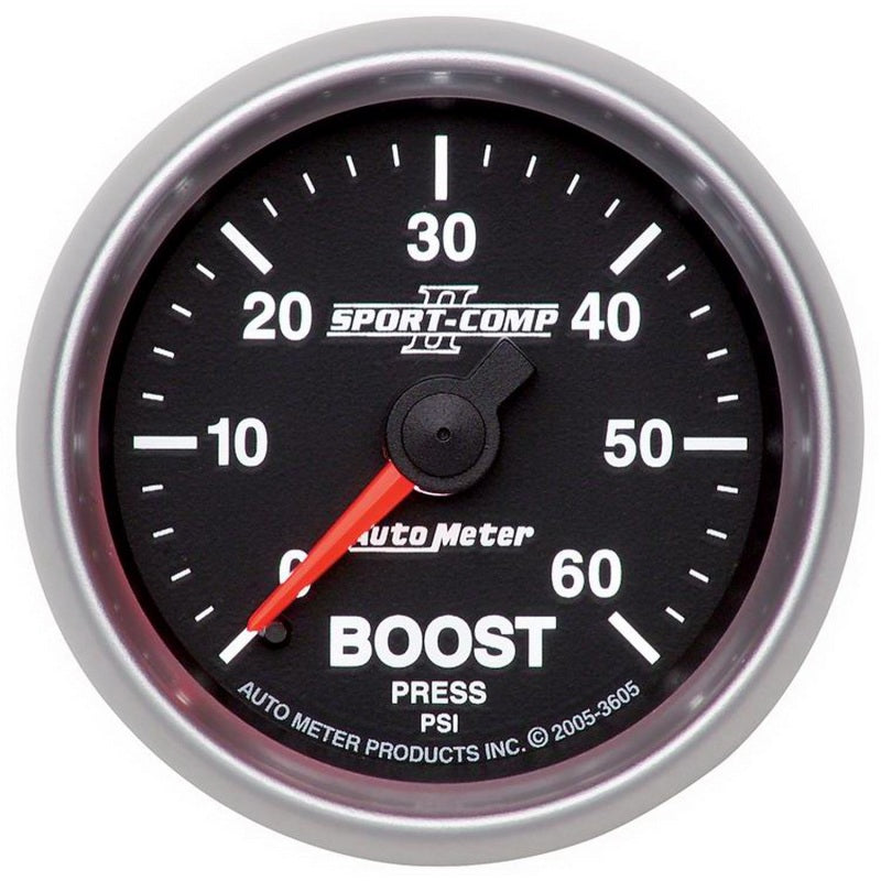 Autometer Sport-Comp II Mechanical 52mm 0-60 PSI Mechanical Boost Gauge - eliteracefab.com